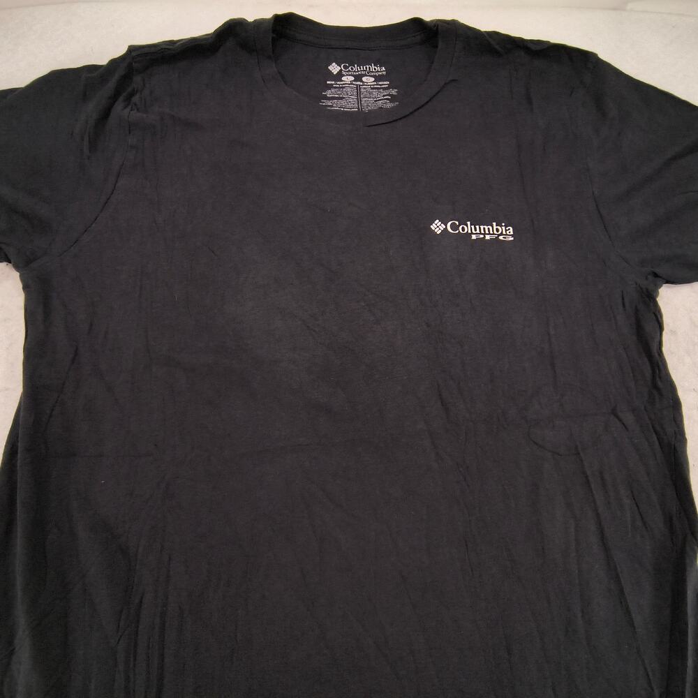 Columbia Short Sleeve Crew Neck Graphic Shirt Mens Size Large L Black Blue